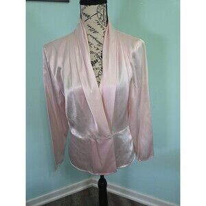 Tess Wrap Blouse pink 8 Collar Long Sleeve Dressy